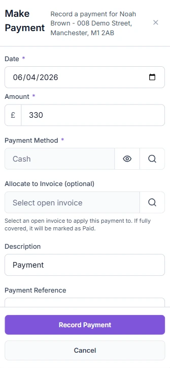 Mobile debt management screen with account status and follow-up notes