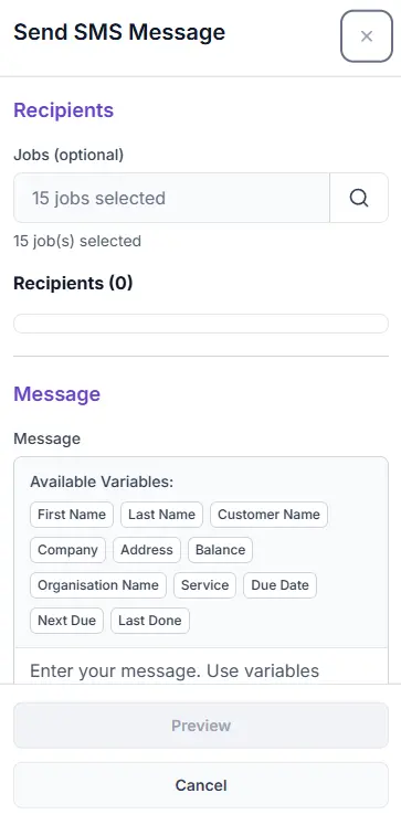 Mobile communication interface with customer email and SMS updates
