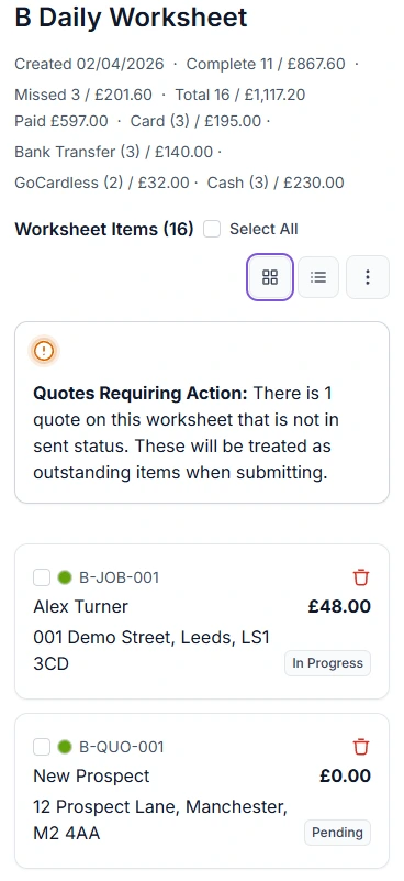 Mobile team activity feed showing assignment and completion updates