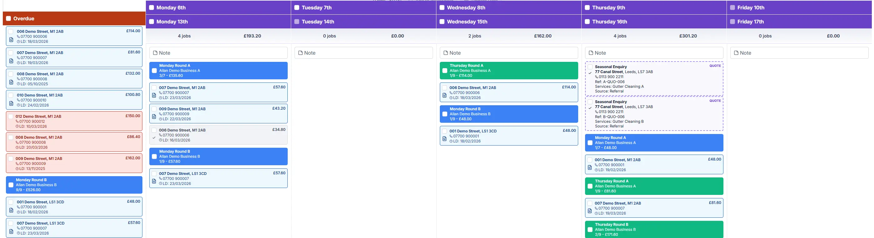 Desktop planner and calendar view showing workload across multiple days